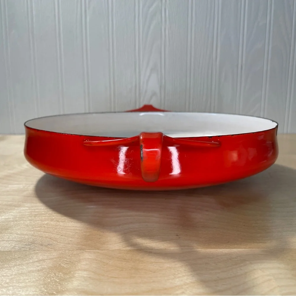 Vintage Mid-Century Modern Dansk Kobenstyle Enameled Cherry Red Paella Pan